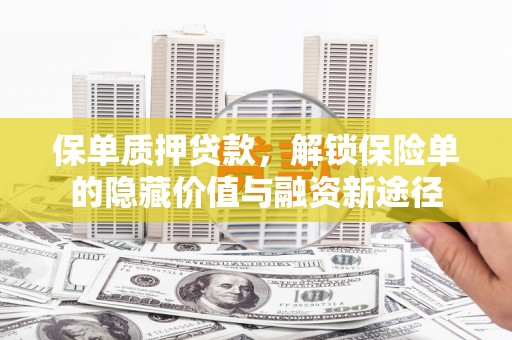 泸溪保单质押贷款，解锁保险单的隐藏价值与融资新途径