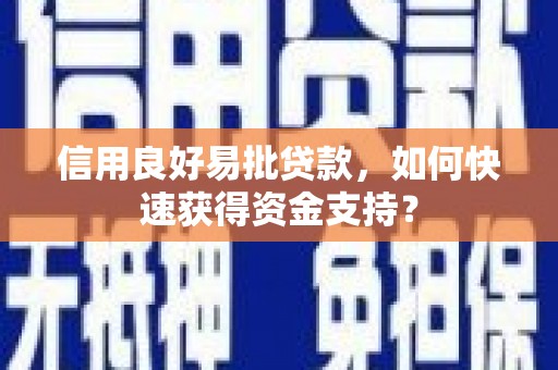 泸溪信用良好易批贷款，如何快速获得资金支持？