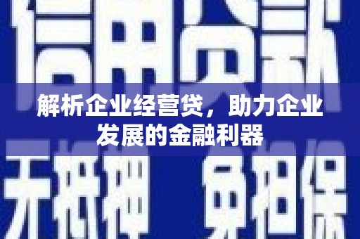泸溪解析企业经营贷，助力企业发展的金融利器