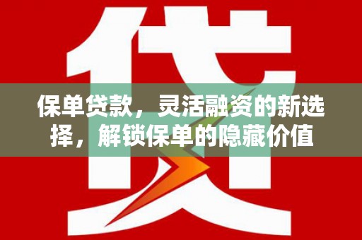 泸溪保单贷款，灵活融资的新选择，解锁保单的隐藏价值