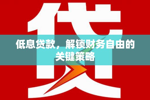 泸溪低息贷款，解锁财务自由的关键策略