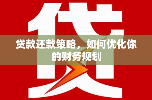 泸溪贷款还款策略，如何优化你的财务规划