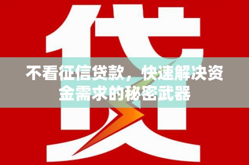 泸溪不看征信贷款，快速解决资金需求的秘密武器
