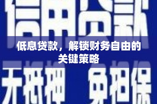 泸溪低息贷款，解锁财务自由的关键策略